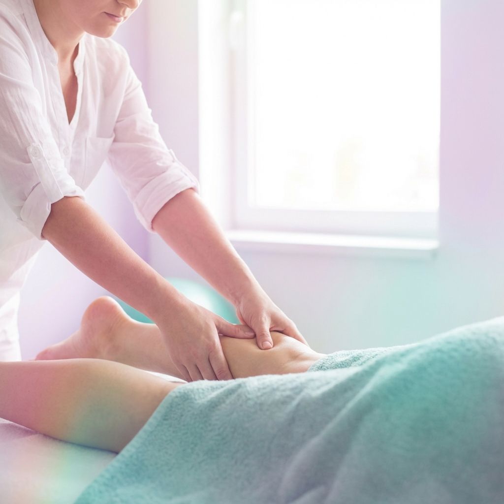 Terapeuta aplicando masaje profundo en los cuádriceps de un deportista