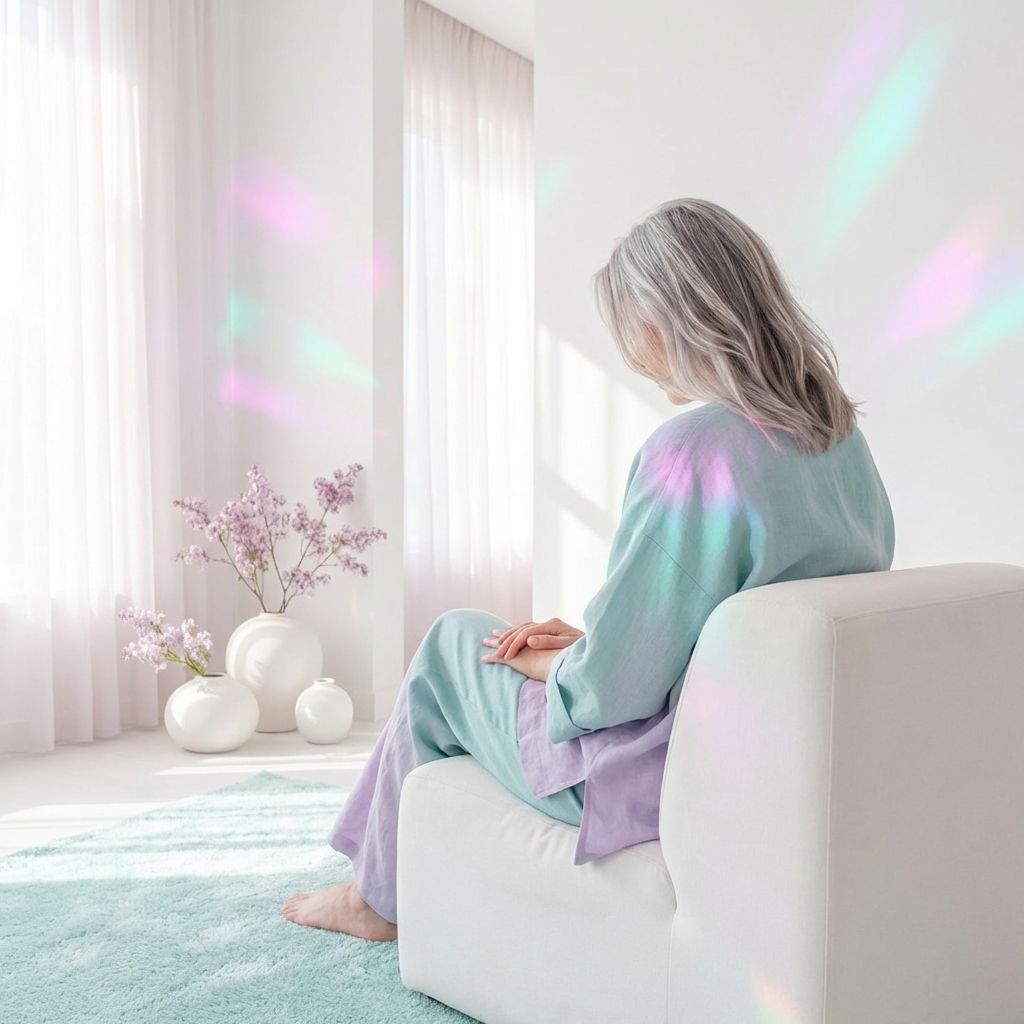 Mujer madura sonriente y relajada en un entorno natural y luminoso