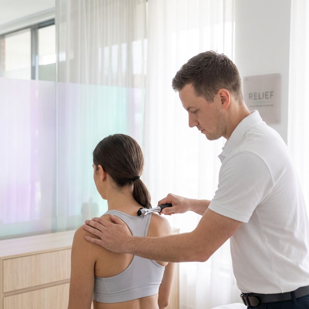 Terapeuta tratando una sobrecarga muscular en la zona cervical y hombros